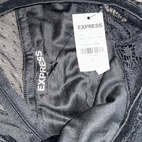 EXPRESS Lace Velvet Piped Cold Shoulder Sheath Dress BLACK Size 0 - Picture 10 of 10